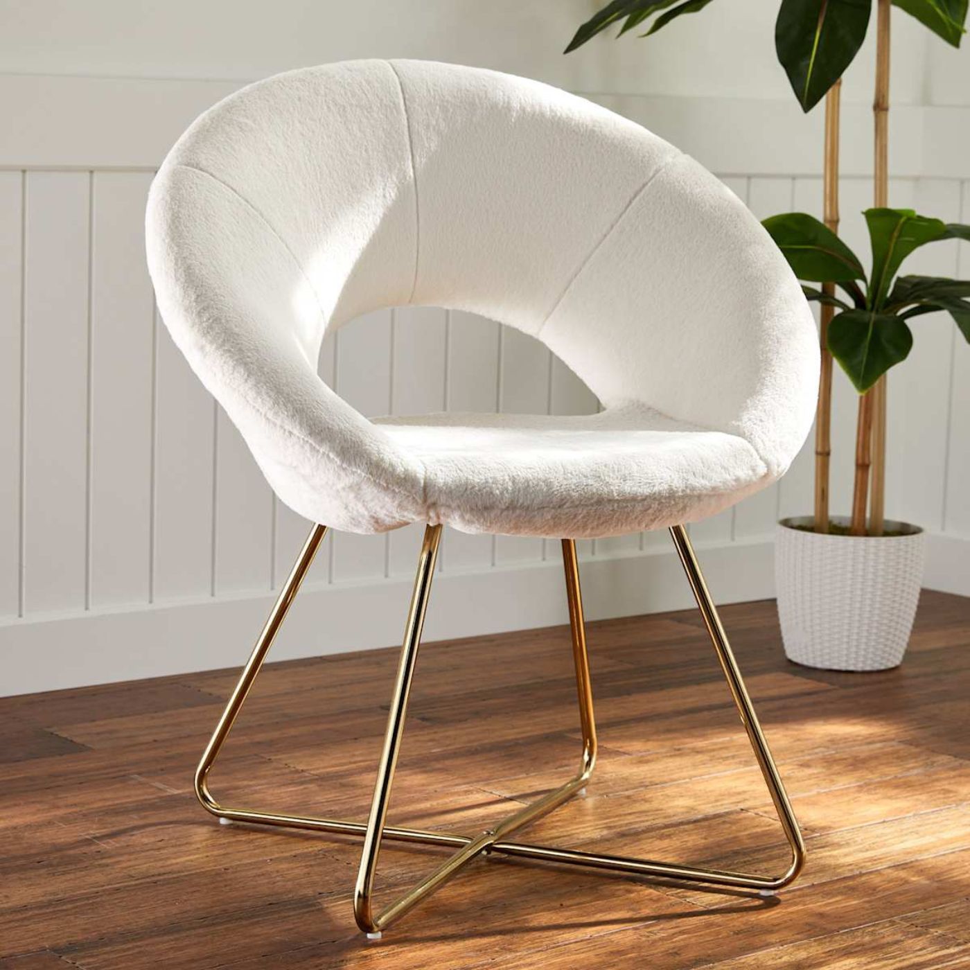 Felicity Faux Fur Accent Chair, Cream