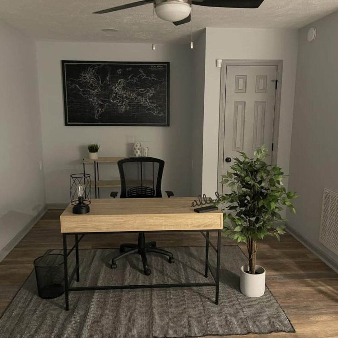 Burnaby Wood & Metal Desk, Natural Wood Finish